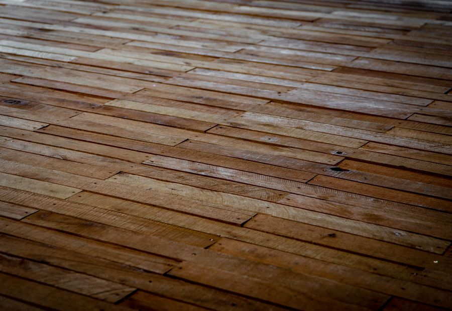 Hardwood floor sanded to bare wood